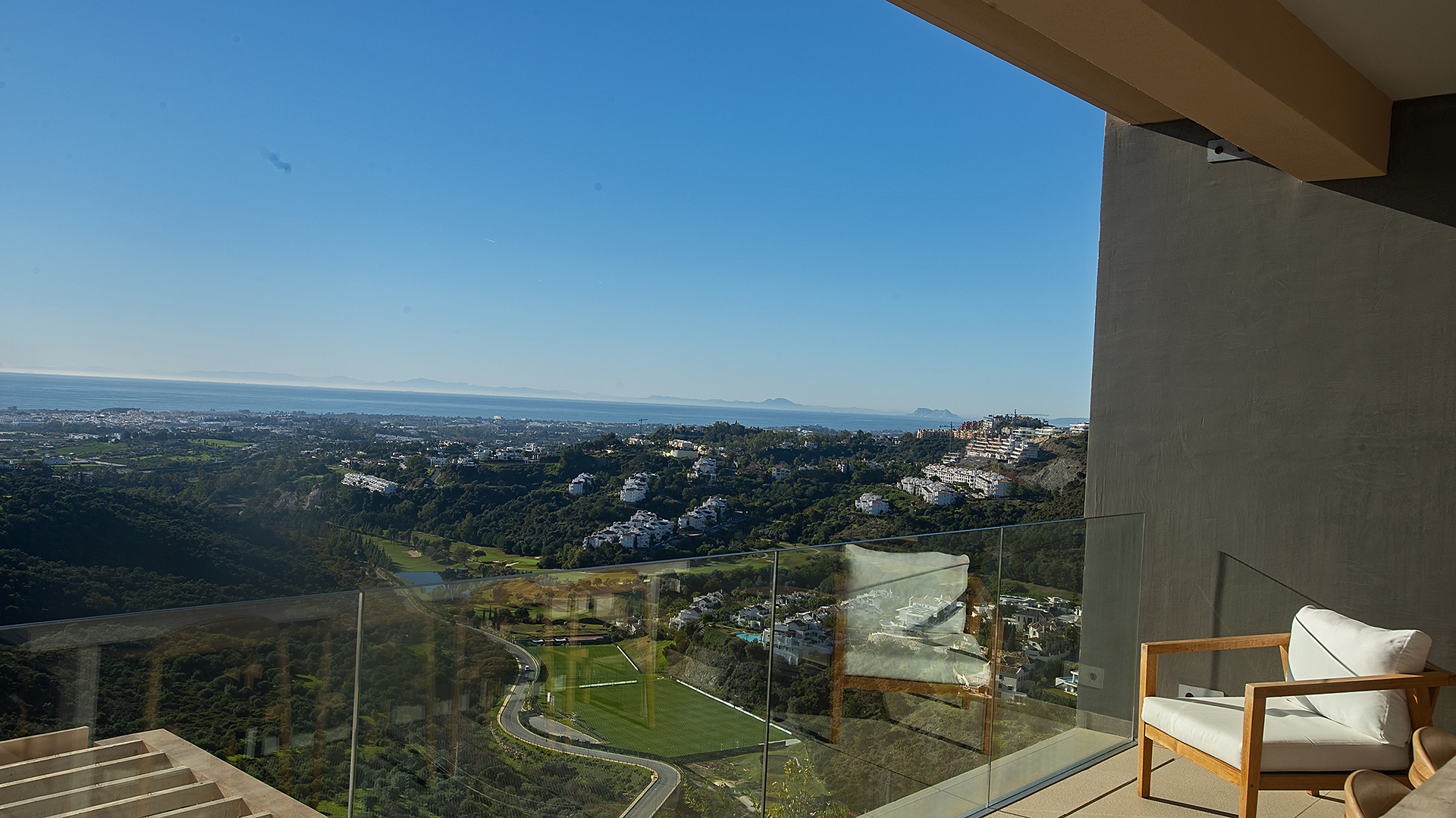 panoramic sea views from the living, terrace and bedrooms